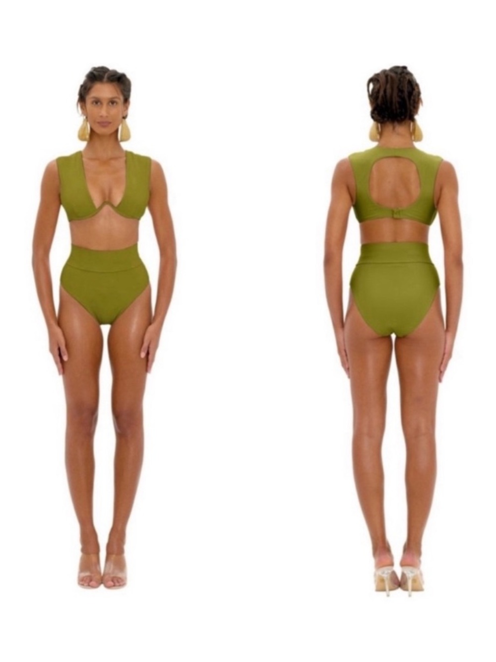Andrea Iyamah Olive Green Floral Off-Shoulder Bikini set - Picture 2 of 2